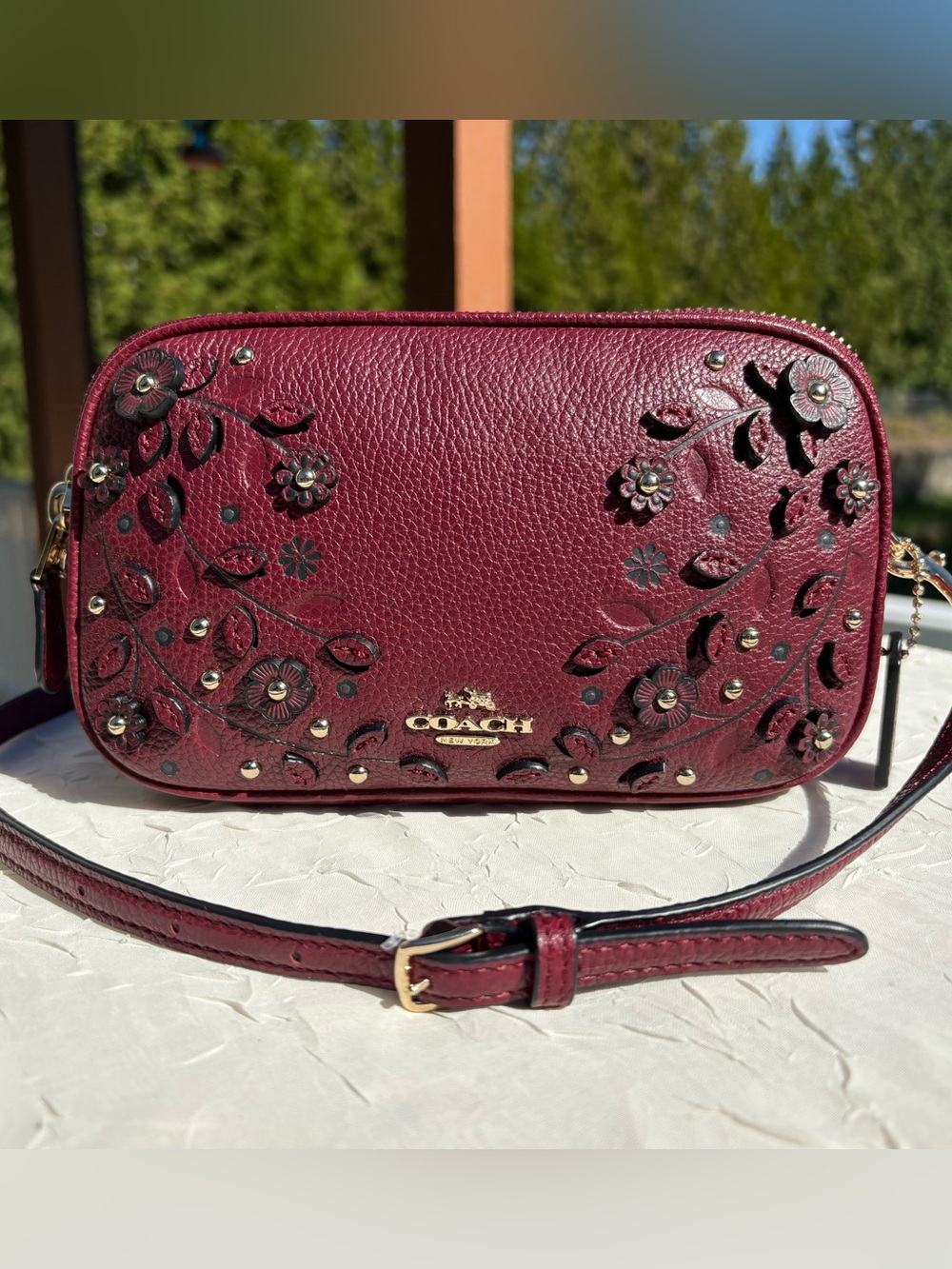 COACH Willow Tea Rose Applique Crossbody Shoulder Bag 66155